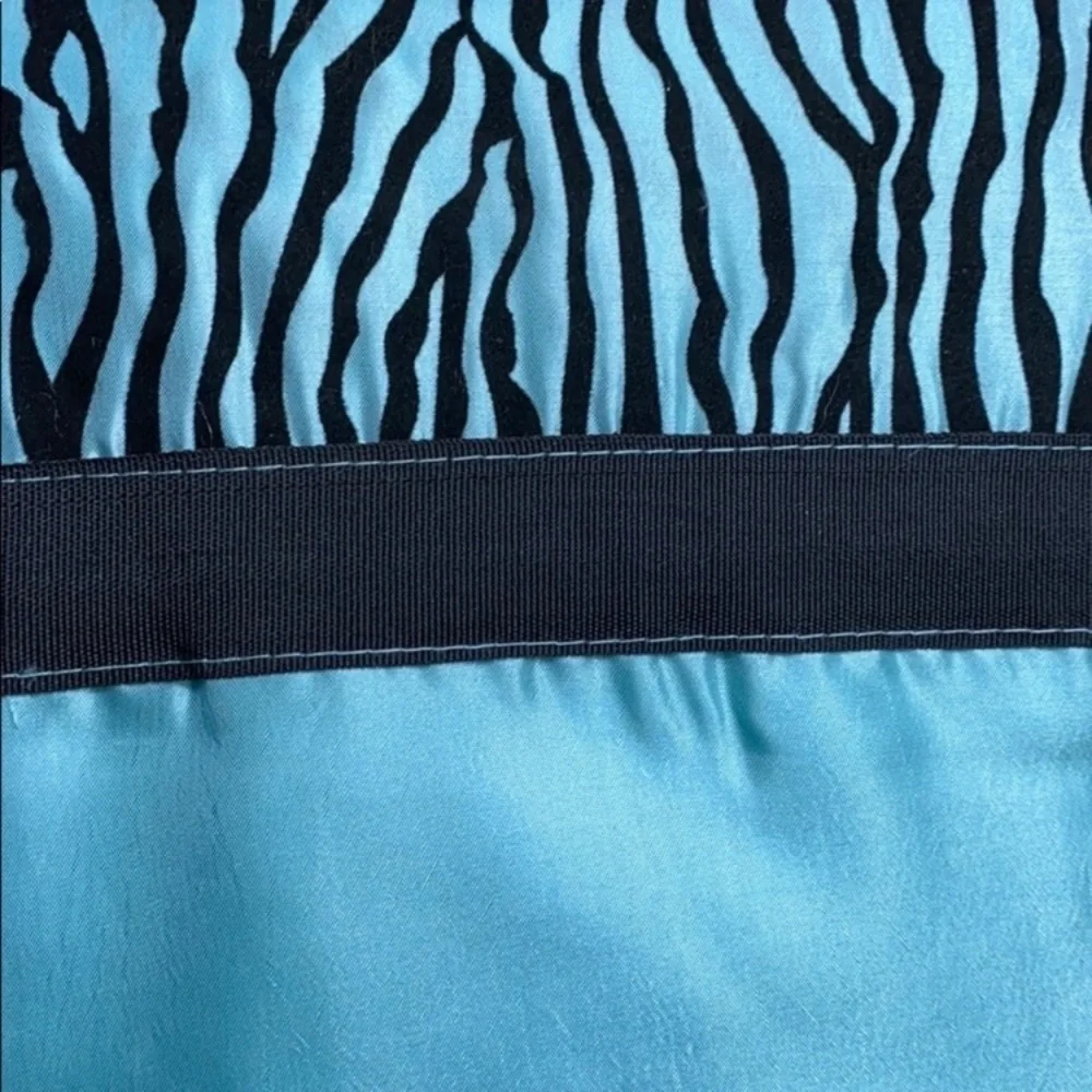 NWT One (1) Zebra Flocked Teal Grommet Top Curtain Fabric